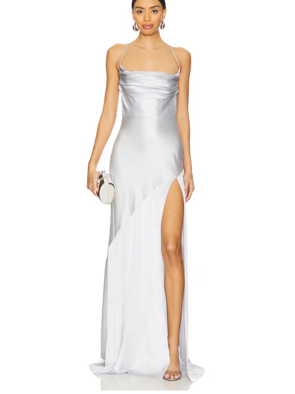 Retrofete draped silk-blend satin gown
